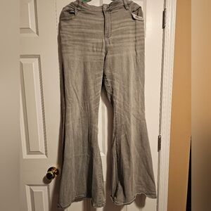American Eagle Outfitters Next Level Stretch Flare Light Gray Jeans - 20 Long
